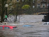 Cars covered by flooding